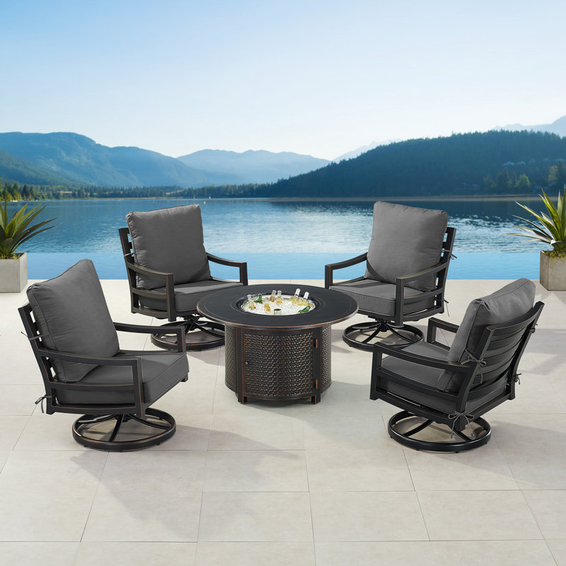Ferrie 4 - Person Patio Conversation Set with Cushions, Black