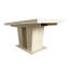 Table de salle à manger rectangulaire extensible, motif de travertin veiné, design simple et élégant pour 6 à 10 personnes, parfaite pour les maisons modernes.