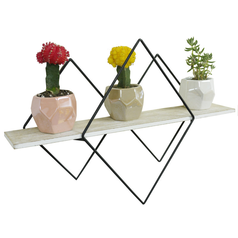Mengiste Geometric Floating Wall Mount Shelf, Geometric Floating Modern Shelf For Wall Décor