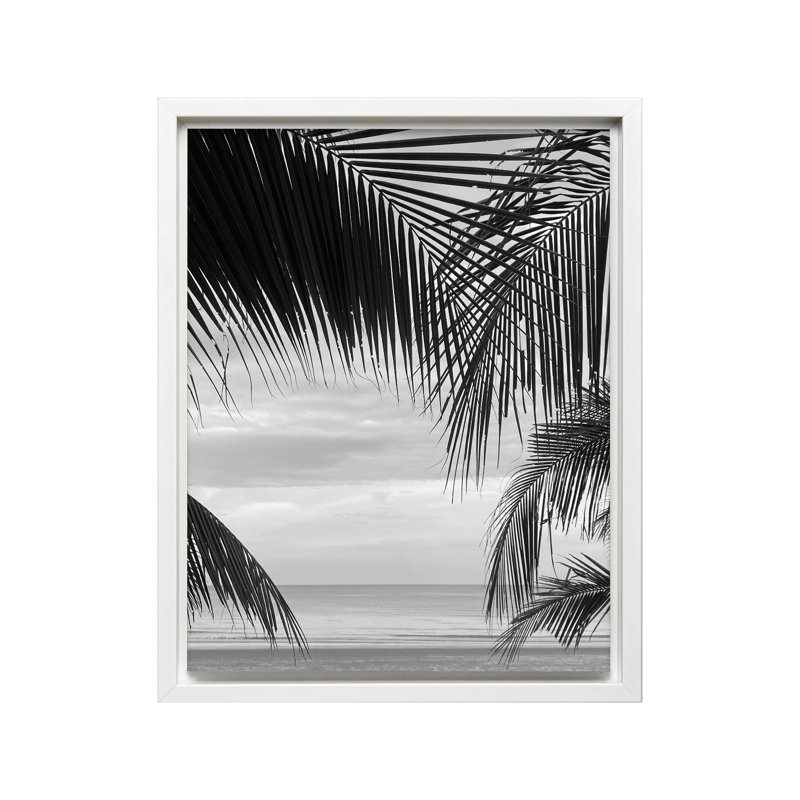 Vue entre les feuilles de palmier, Canvas, 18"H x 24"W, White Framed