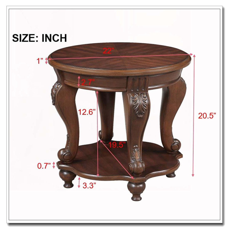22'' Retro Round End Table, Cherry