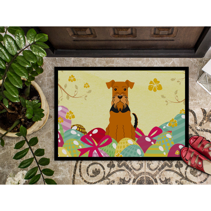 Tapis de porte d’extérieur antidérapant airedale Saroyan, l 24 po x L 36 po, Jaune