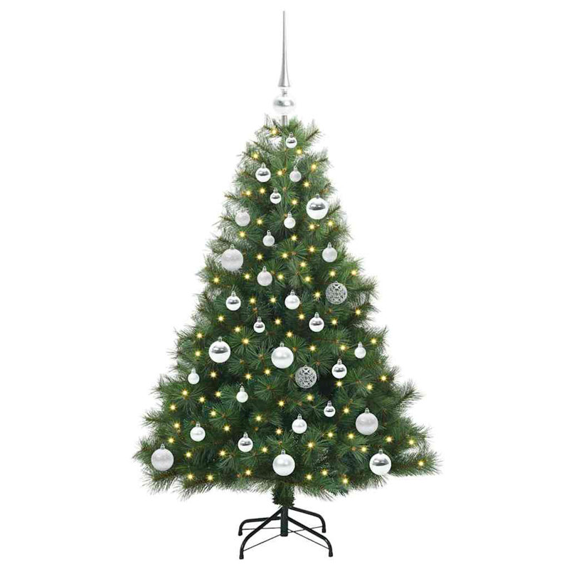  Artificial Christmas Tree with 150 LEDs Green PE and PVC, Silver, 3.94' H