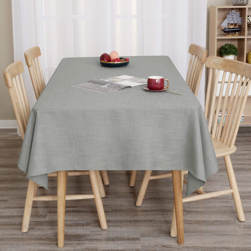 Water Resistant Tablecloth Faux Linen, Gray, 84" L x 60" W