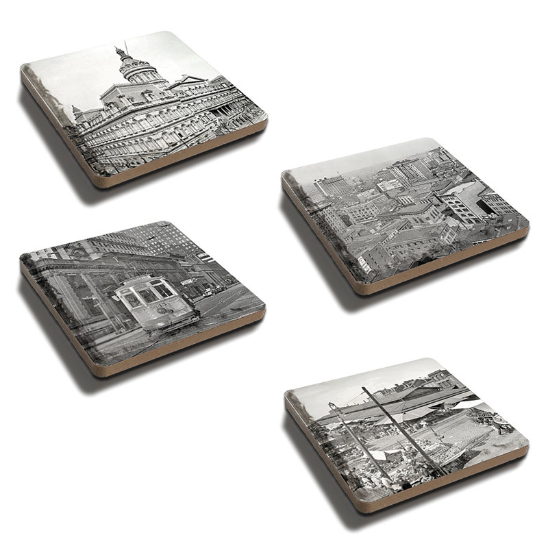 Historic Baltimore Stoneware Square 4 Piece Coaster Set