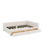 Lit plateforme tapissier pleine grandeur avec port USB et tiroirs