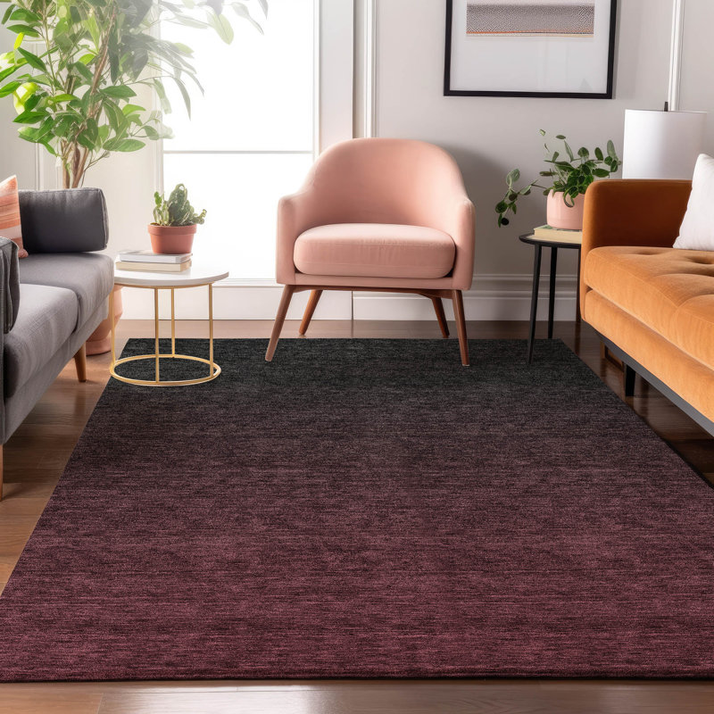 Premium Machine Washable Prisco Merlot Rug, Rectangle 3' x 5'