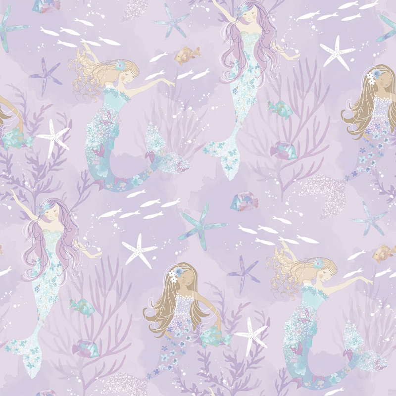 Edmont 10m x 53cm Glitter Paste the Wall Wallpaper Roll, Purple/Glitter