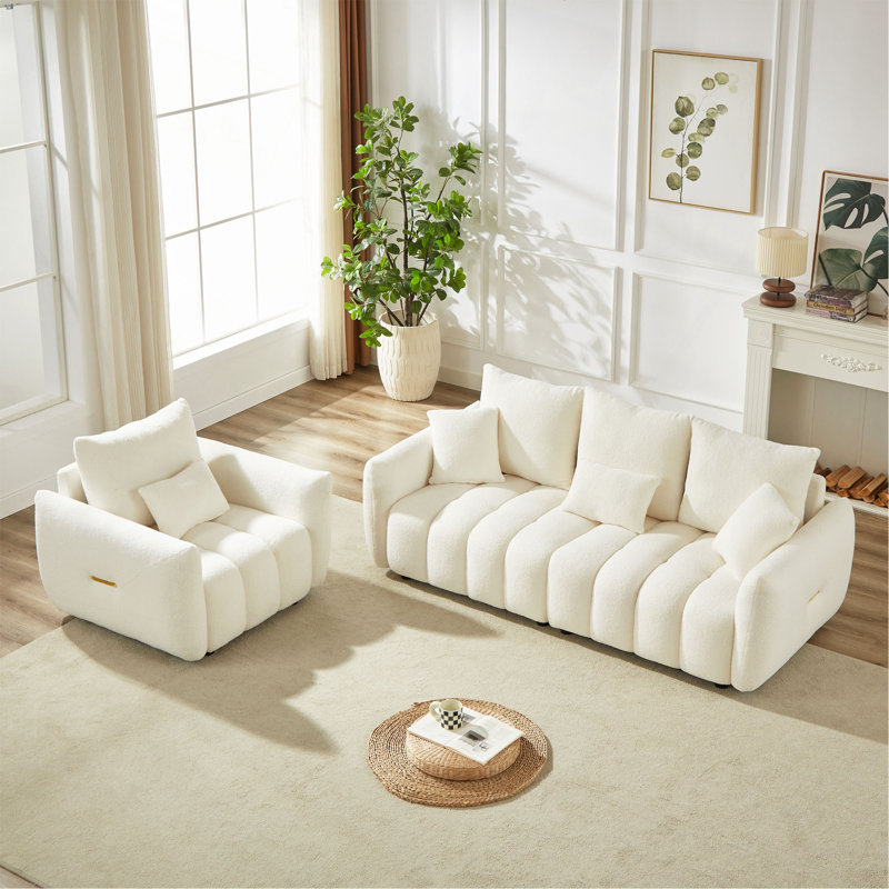 Combo Sofa Modern Living Room Sofa, Teddy Sofa, Wooden Frame, Apartment Sofa Furniture