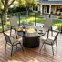 48ʺ Round 40,000 Btu Outdoor Fire Pit Table Set with Galvanized Steel Frame Textilene Chairs
