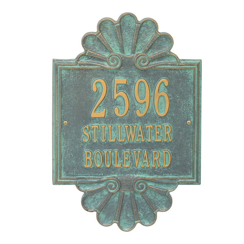 Signature Series 3-Line Wall Address Plaque, Verdigris, Bronze, Yes