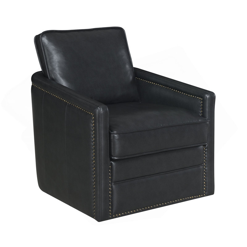 Fauteuil pivotant en cuir noir Rocha