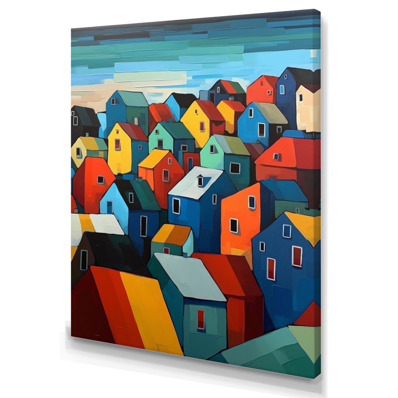 "Blue and Orange Cityscape Chronicles", reproduction d'art sur toile, H 40 po x l 30 po x P 1,5 po, Toile tendue
