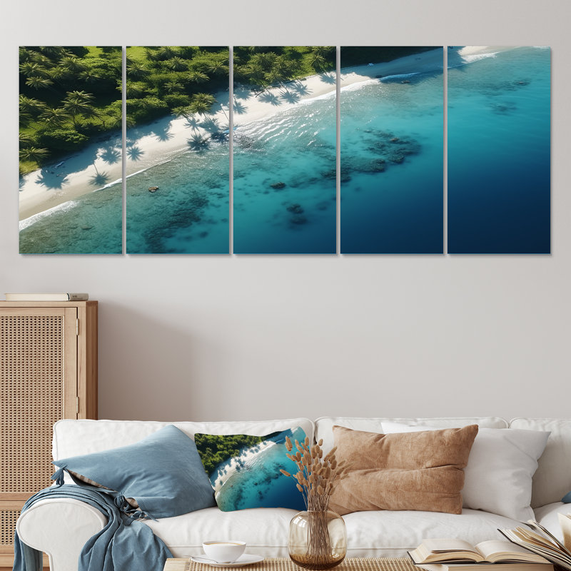 Relaxing Beach A View View V - Coastal Beach, ensemble de 5 décorations murales, H 28 po x l 60 po