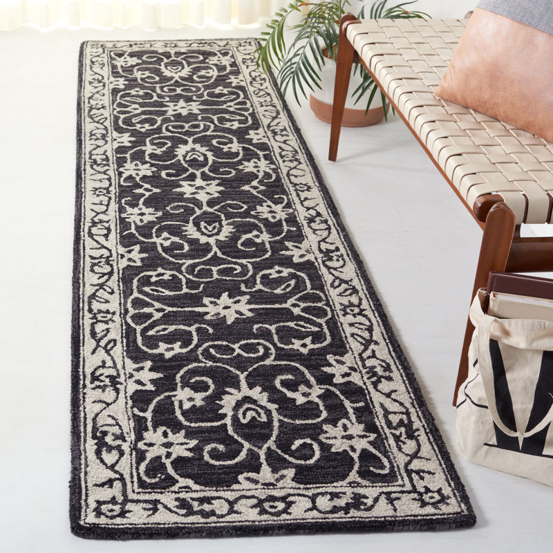 Abrakata Hand Tufted Wool Floral Rug, Runner 2'3" x 9'