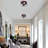 Black Semi Flush Mount Ceiling Light 3-Light Rustic Ceiling Lamp Fixture With Metal Cage For Kitchen Living Room Dining Room Bedroom Hallway