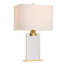Lampe de table 22,75 po en laiton antique avec base en cristal transparent et veilleuse DEL