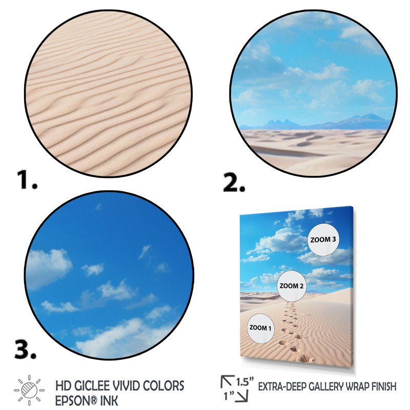 Geocron Beach Footprints In III sur impression sur toile, H 20 po x l 12 po x P 1 po, Cadre photo blanc