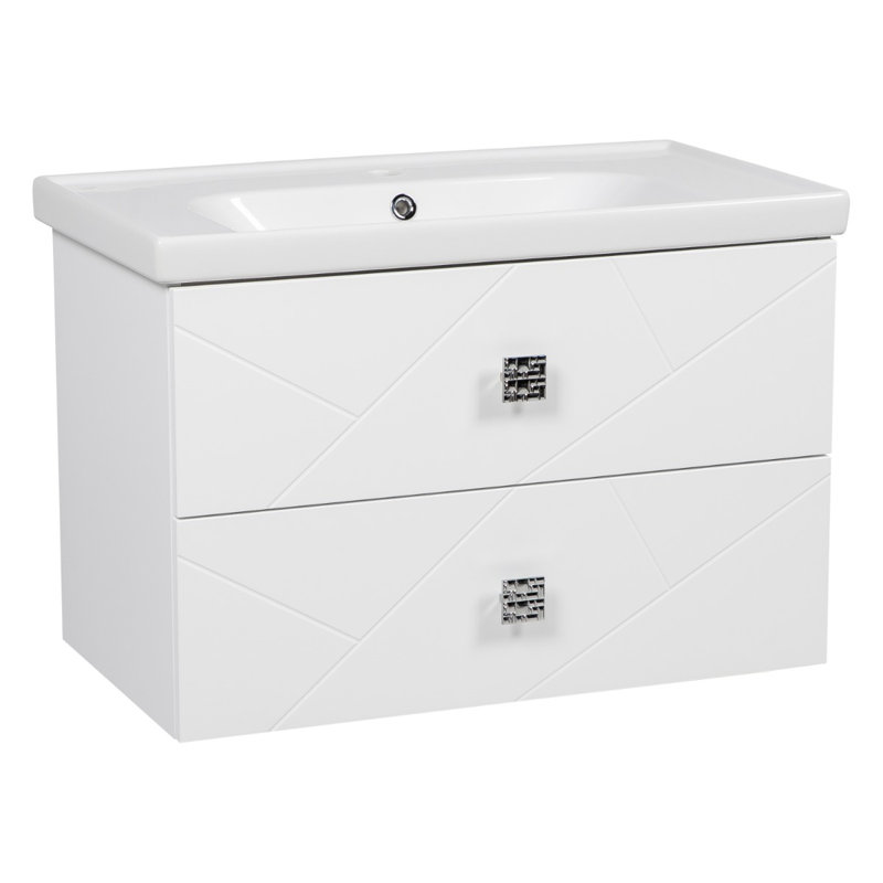 Meuble-lavabo mural avec lavabo Jakkia-W_Modern, Blanc mat