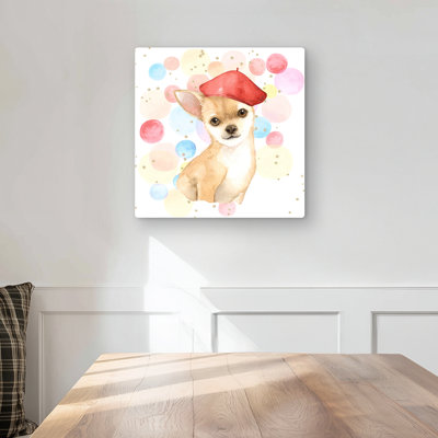 Chihuahua Dog Artist Beige Bedroom Metal Print | Home Decor