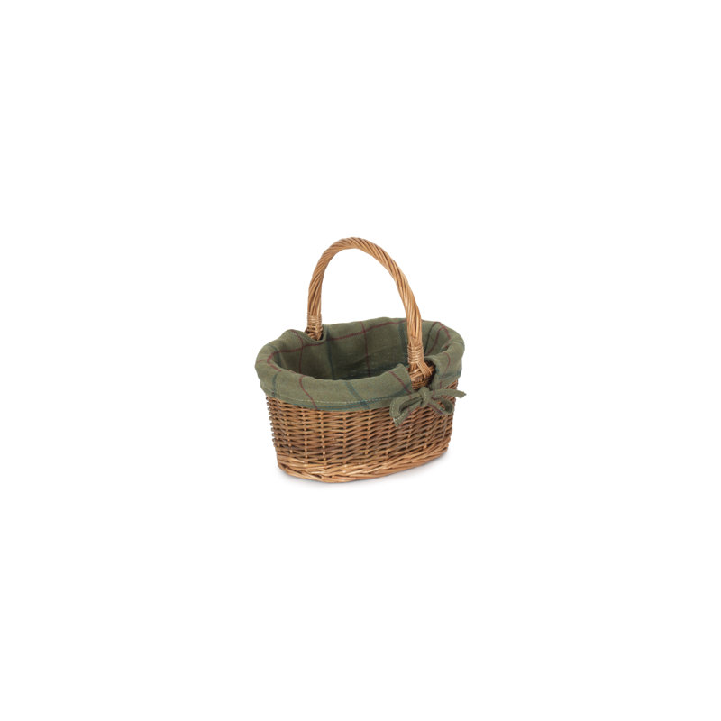 Wicker Double Steamed Shopper Basket with Lining, 29 cm H x 28 cm W x 22 cm D