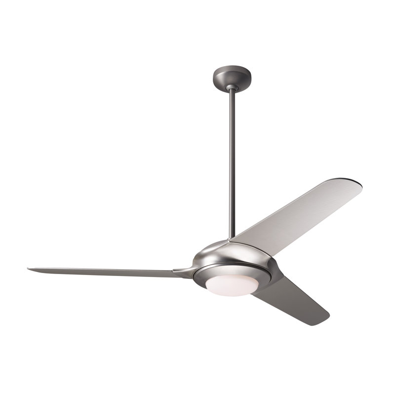 LED Downrod Ceiling Fan, Nickel, Handheld Remote Control (2-wire), Matte Nickel