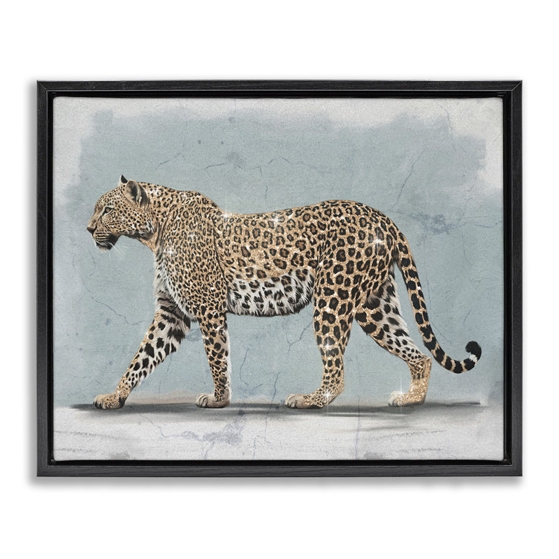 "Stepping Glam Leopard", art mural sur toile flottante par Svetlana Aleynikova, H 17 po x l 21 po