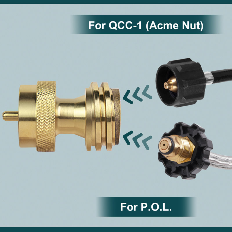 Adaptateur de réservoir de propane en laiton massif pour convertisseur de 20 lb à 1 lb