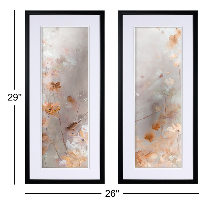 «Evening Glow», ensemble de 2 reproductions de peintures à l'acrylique encadrées