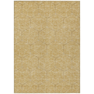 Alina Gold Washable Indoor-Outdoor Rug - 