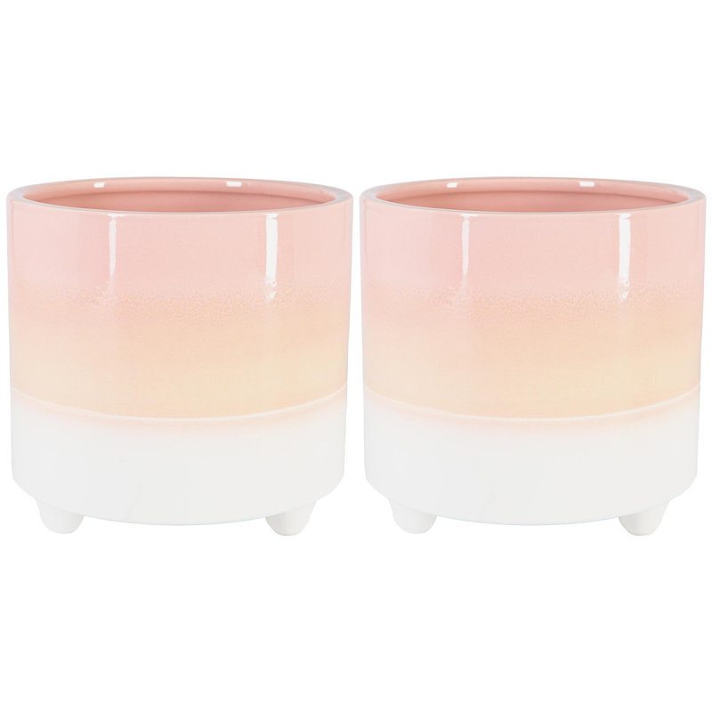 Ceramic Pot Planter, 17.5cm H x 18cm W x 18cm D, Pink