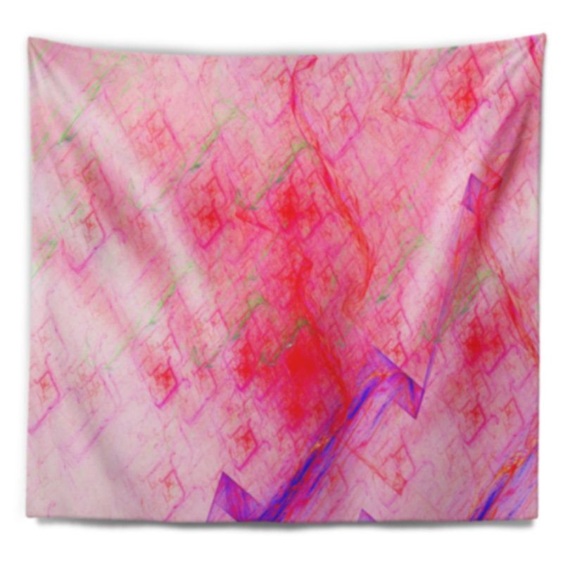 Tapisserie abstraite électrique fractale rose, H 78 po x l 92 po