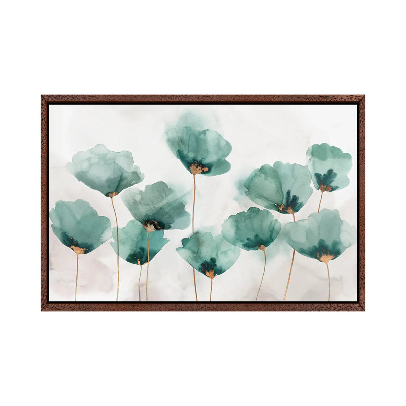 Emerald Gathering 1 Piece Painting on Canvas, 152.5 cm H x 101.5 cm W, Classic Brown Wood Framed
