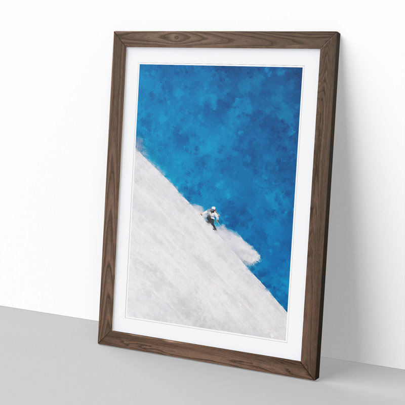 Skiing Vol.1 - Picture Frame Graphic Art, 48cm H x 36cm W x 2cm D, Walnut Framed