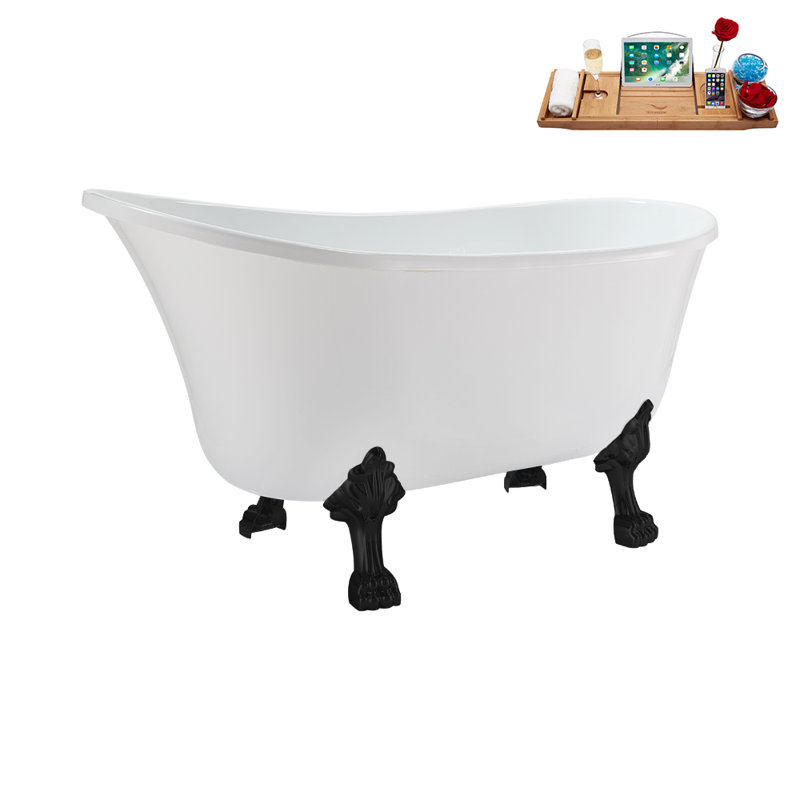 51.2'' x 25.6'' Soaking Acrylic Bathtub, Matte Black, Brushed Gold