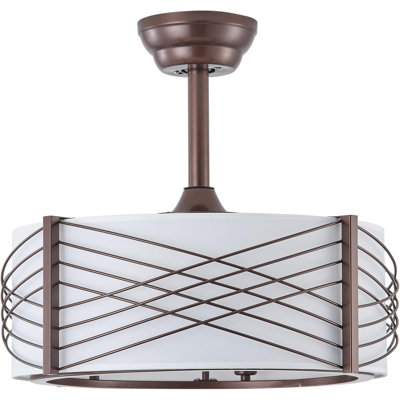 Ventilateurs de plafond 20 "avec lumières Fandelier, ventilateur de plafond Boho en cage dorée avec télécommande, moderne Mid-Century avec 6 vitesses pour chambre à coucher, chambre de bébé, salon