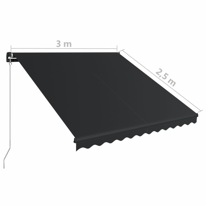 Auvent de terrasse manuel rétractable anthracite, 118.1" W × 98.4" D