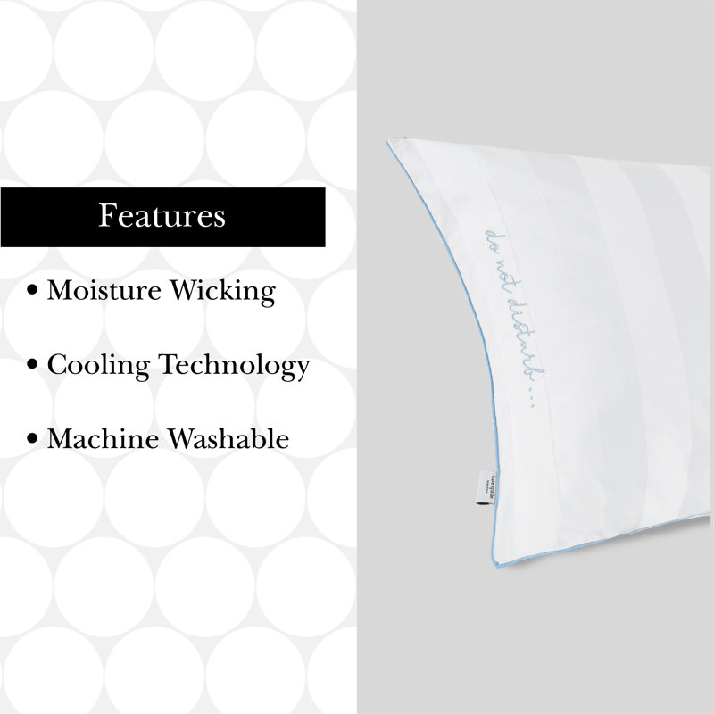 White Ultra Cooling Polyester Bed Pillow with Blue Trim, 20" x 28"