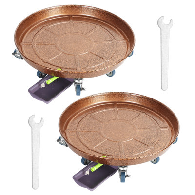 2 bacs à plantes de 20 po avec roues, support à plante à roulettes robuste, plateau de soucoupe pour plantes d'intérieur et d'extérieur avec dispositif de drainage