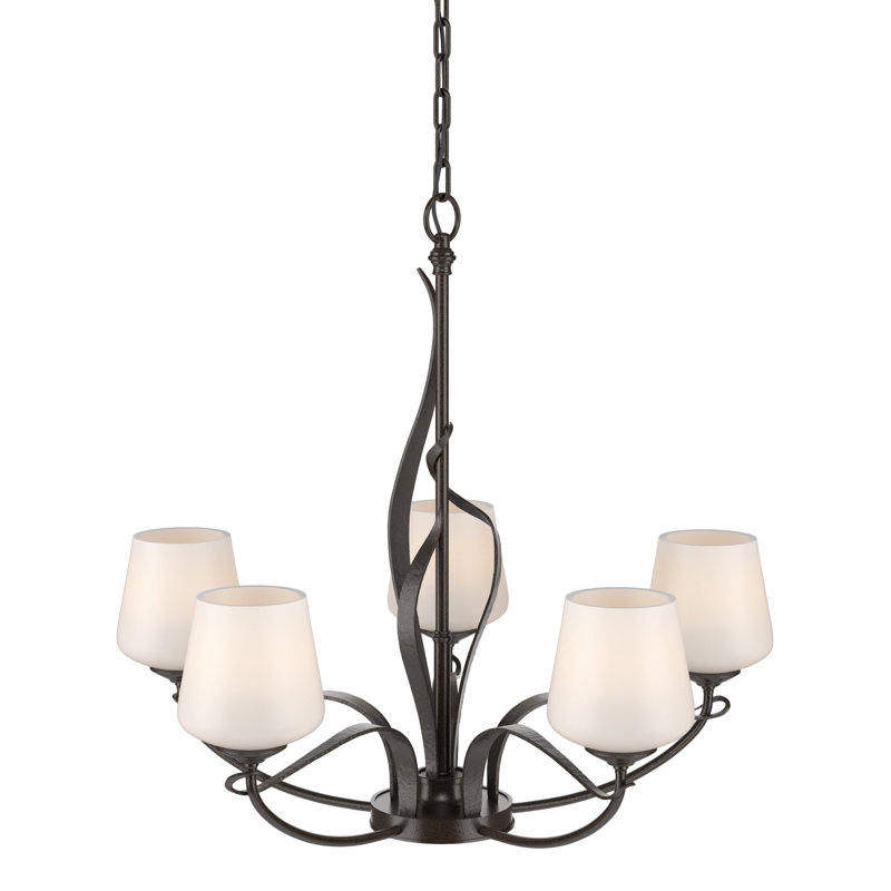 Flora 5 - Light Candle Style Classic / Traditional Chandelier, Opal, Oil Rubbed Bronze