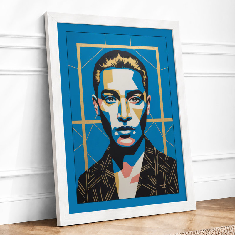 Grid Portrait In Blue Modern - Print, A2 - 59.4 x 42.0 cm, White