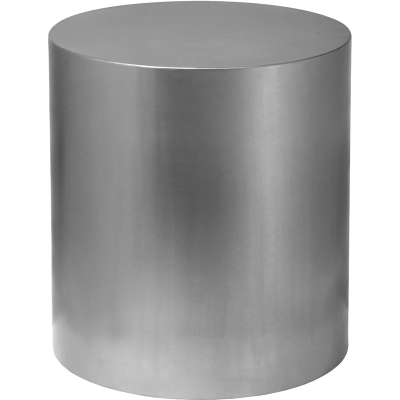 Cylinder Drum End Table, Silver