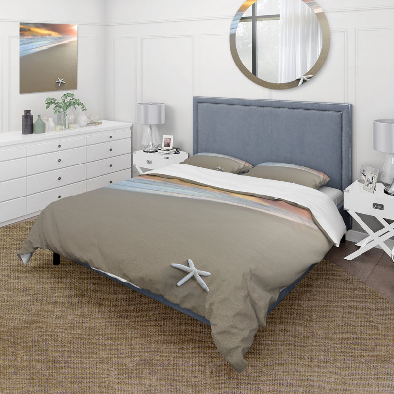 Étoile de mer sur une plage - Ensemble de housse de couette nautique et côtier - Polyester en microfibre