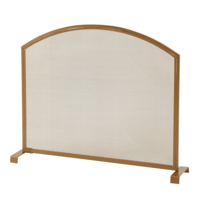 Fireplace Screen with Doors Iron 1 Piece Gold Fine Mesh Protection