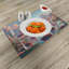 Ensemble de 4 napperons Ambesonne Flamingo rose pâle et bleu clair