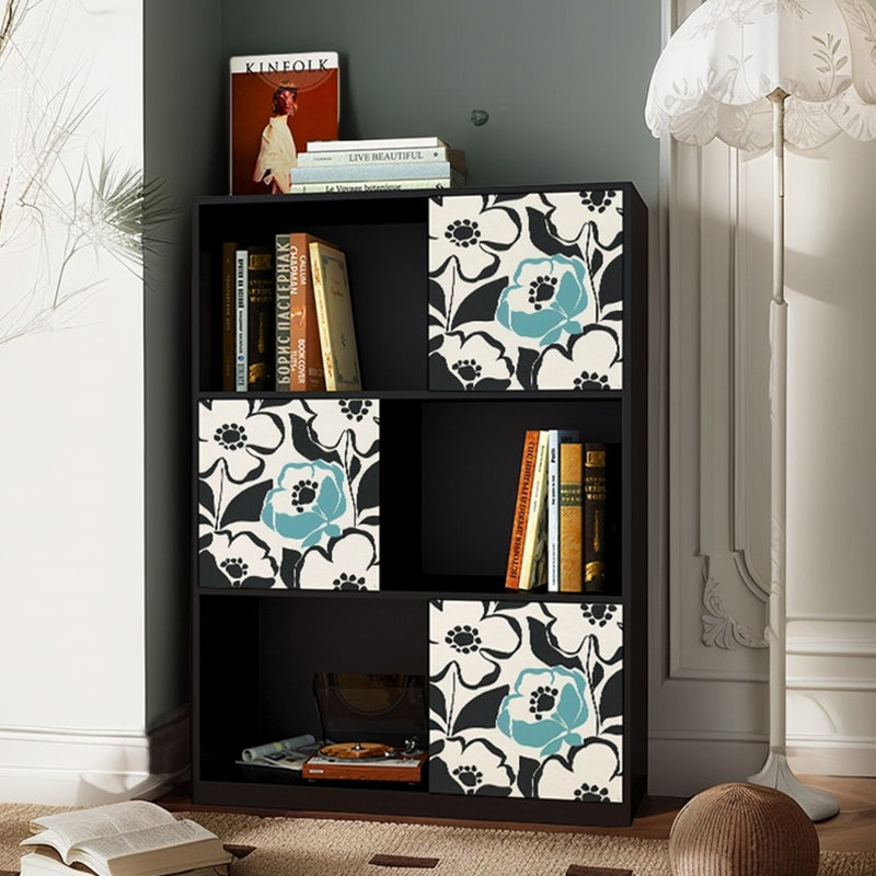 Modern multi-functional art pattern bookcase, Black