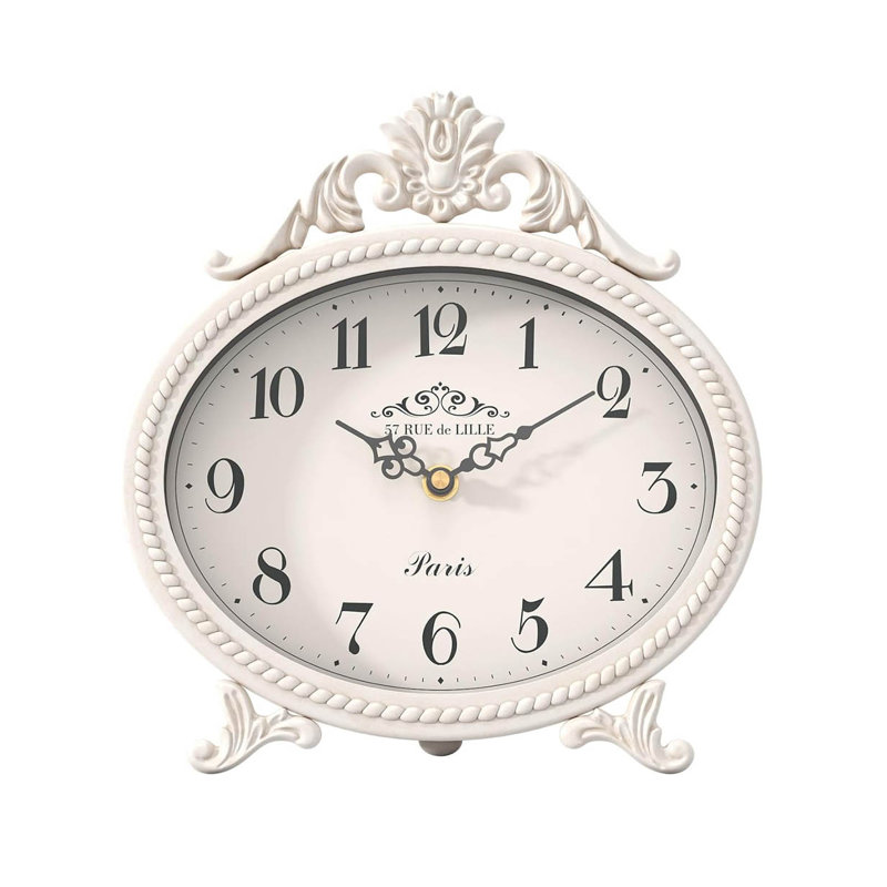 Analogue Metal Electric Tabletop Clock, White