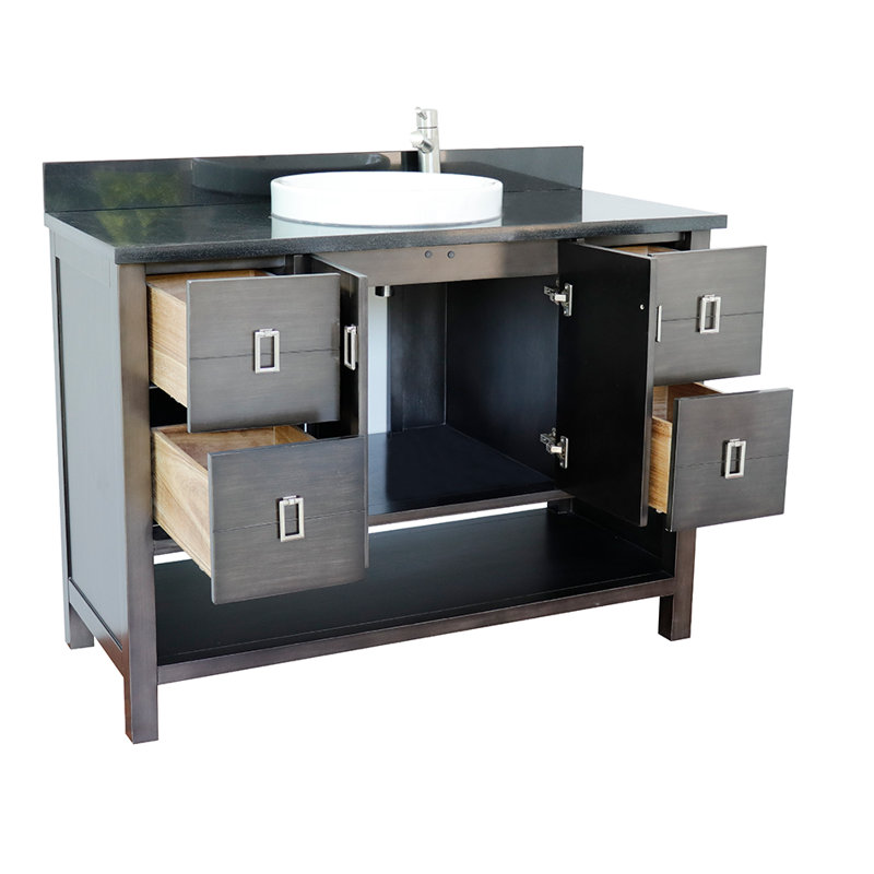 Ensemble de meuble-lavabo simple 49 po Wilhoit, Brun argenté / galaxie noire