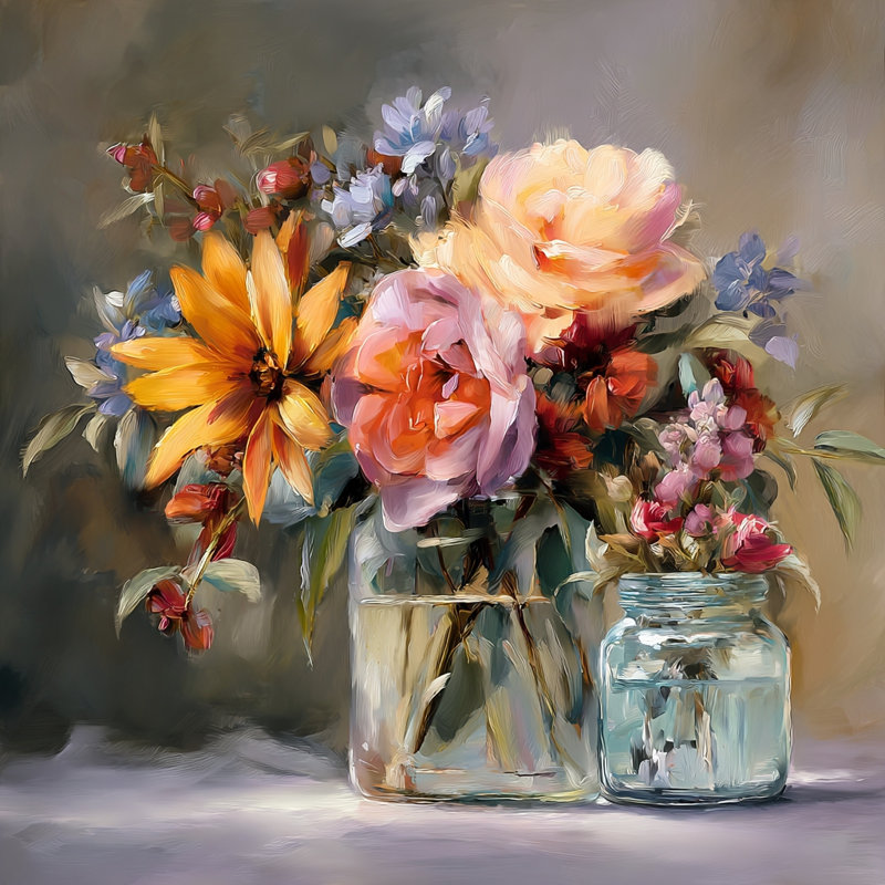 «Painterly Floral Still Life I», art mural sur toile tendue, L 30 po x H 30 po x P 1,5 po