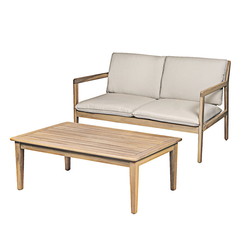 Causeuse d'extérieur en bois avec table basse